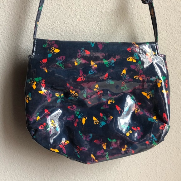 BLACK BOTTEGA VENETA BUTTERFLY Vinyl Crossbody Bag VINTAGE 80’s - Picture 2 of 7